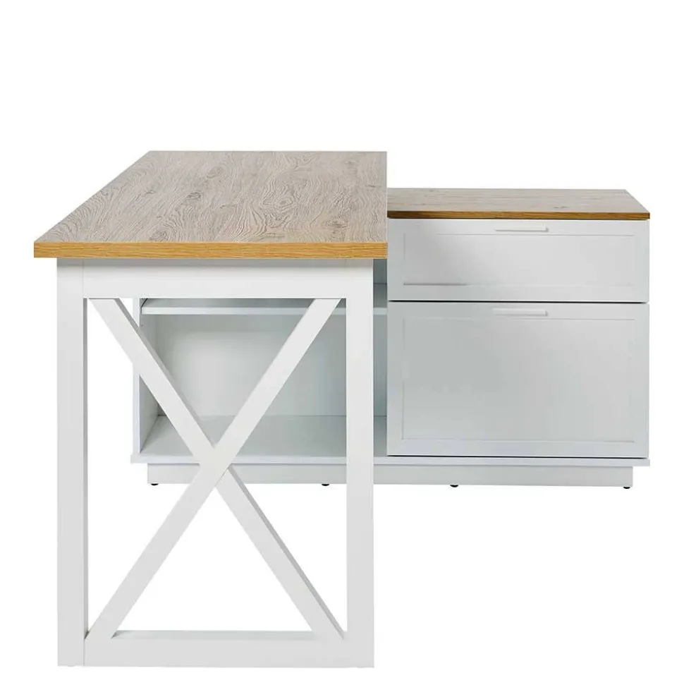 Country Style Schreibtisch mit Seitenregal - Ristina