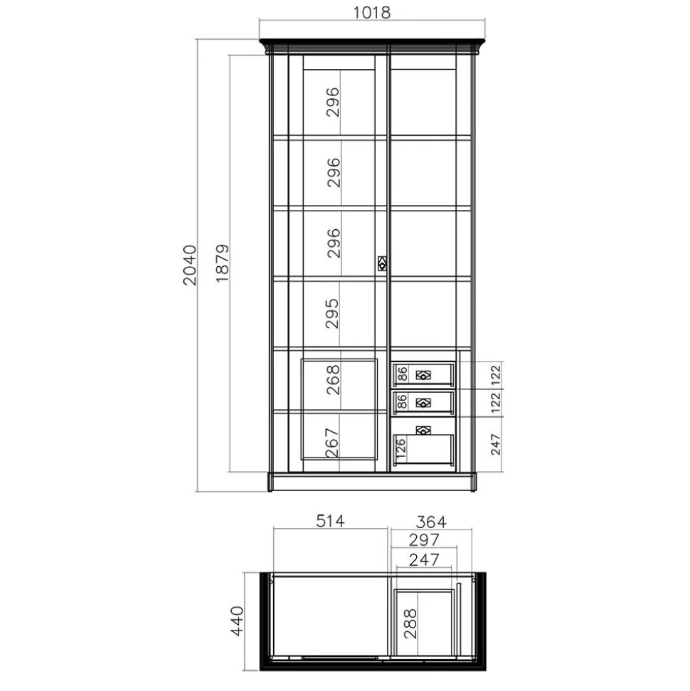 Country Style Vitrinenschrank zweifarbig - Diatara