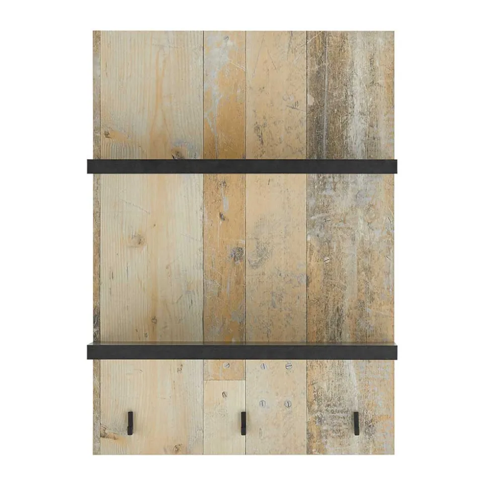 Country Style Wandboard mit 2 Böden & 3 Haken - Garisa