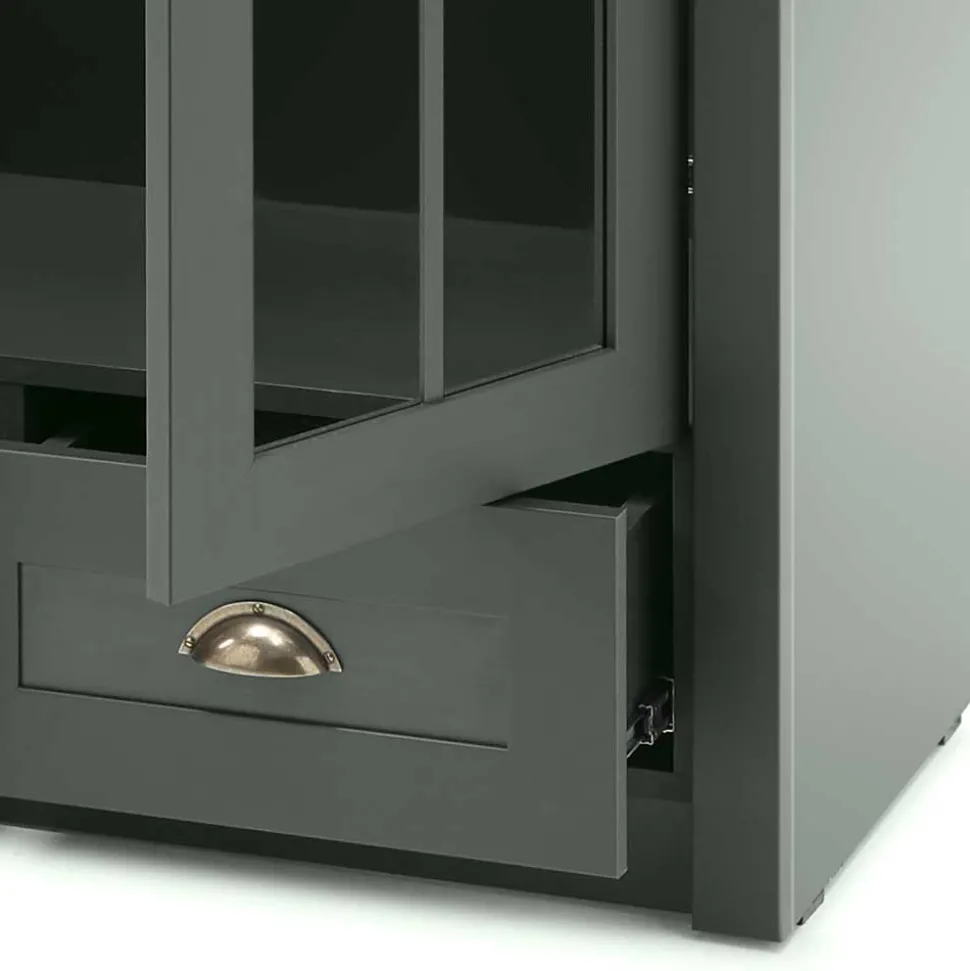 Country Vitrinenschrank in Dunkelgrün - Niestov