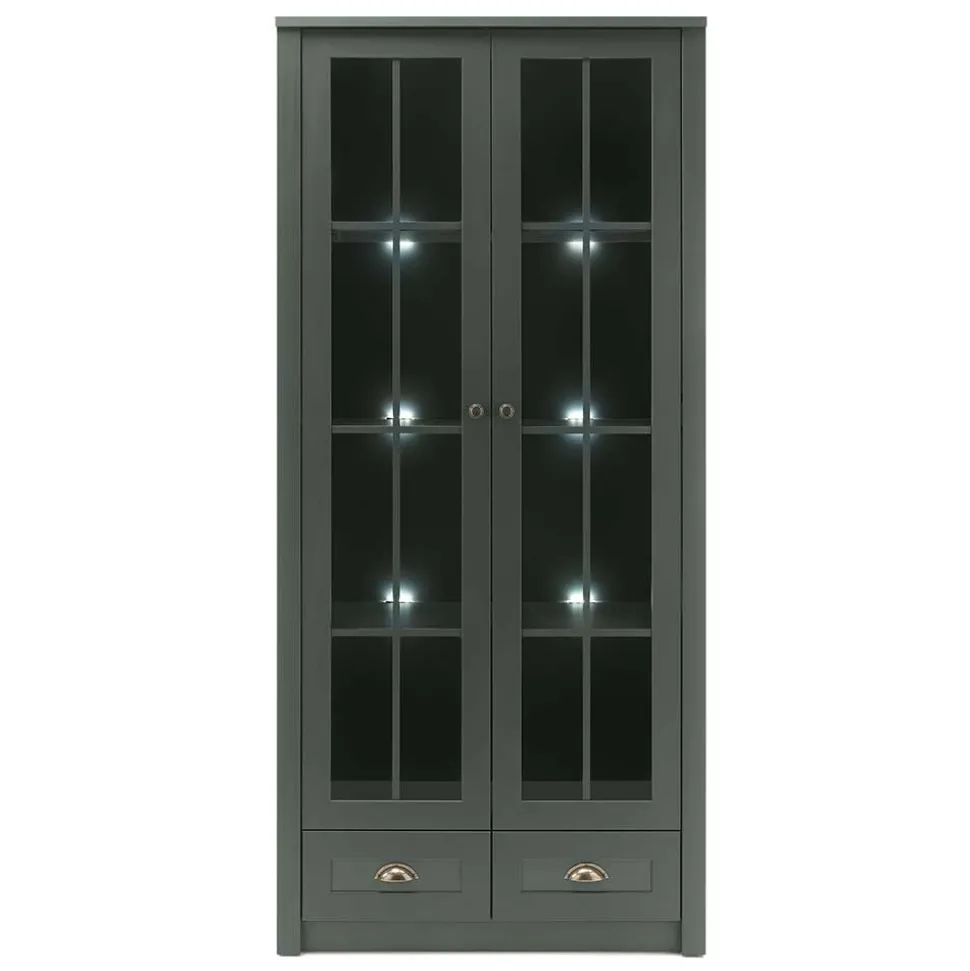 Country Vitrinenschrank in Dunkelgrün - Niestov