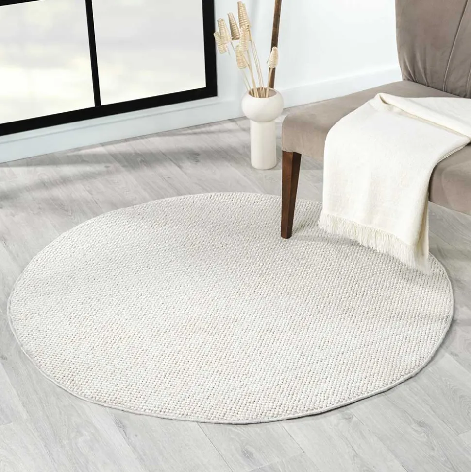 Cremeweißer Teppich in Rund 120 cm - Rema