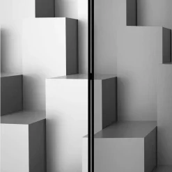3D Effekt Paravent in Grau Weiß - Jule