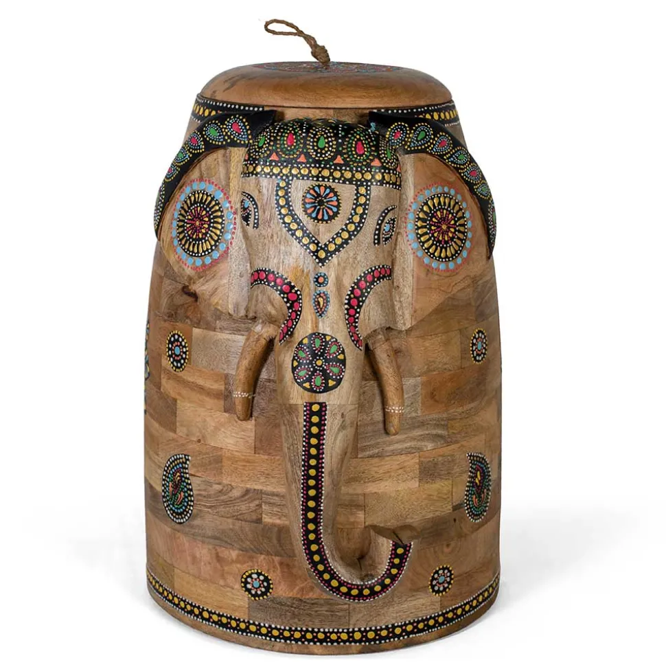 Dekorative Orient Truhe mit Elefanten Kopf - Santjana