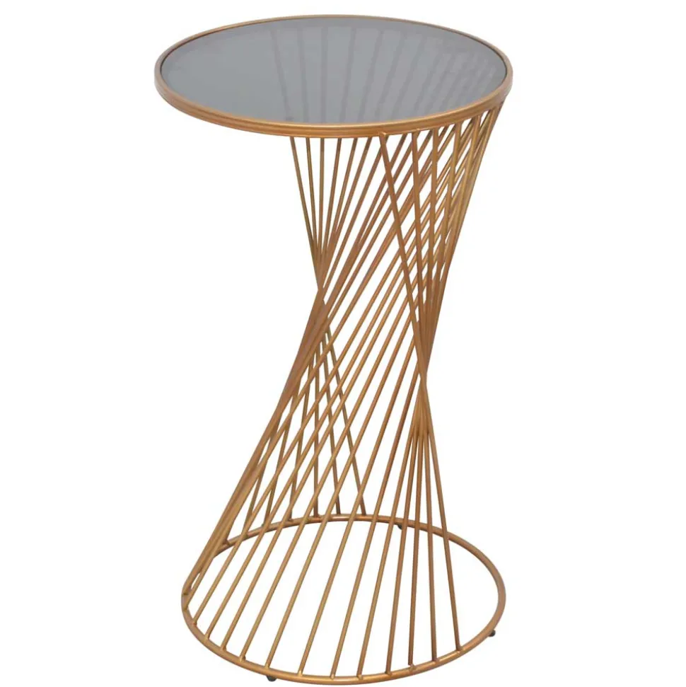 Design Beistelltisch aus Glas in Grau - Liacantu