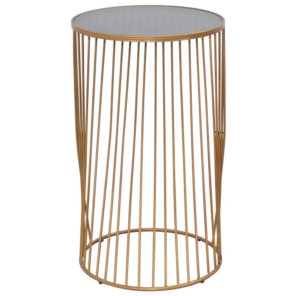 Design Beistelltisch aus Glas in Grau - Liacantu