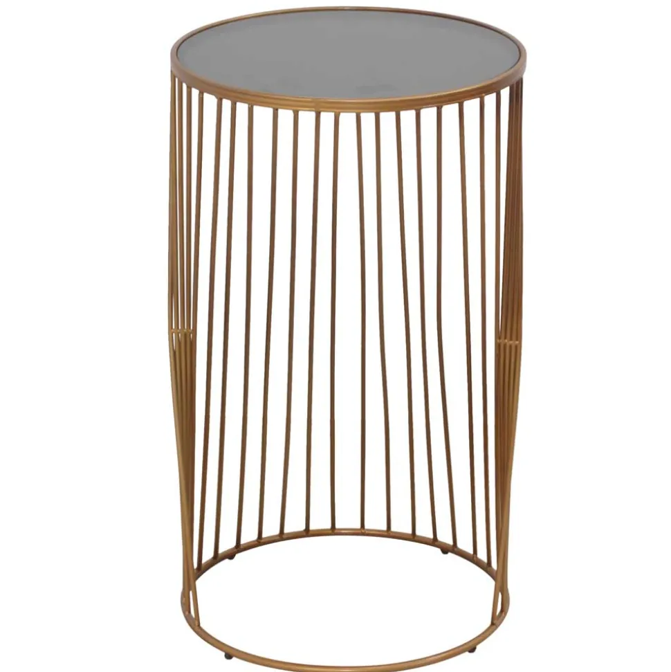 Design Beistelltisch aus Glas in Grau - Liacantu