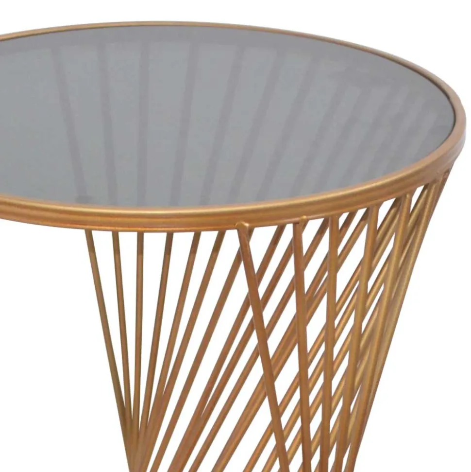 Design Beistelltisch aus Glas in Grau - Liacantu