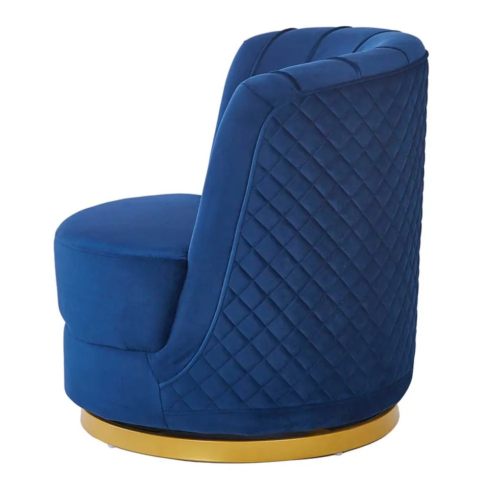 Design Cocktailsessel in Dunkelblau Samt - Sara