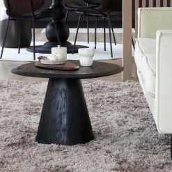 Design Couchtisch in Schwarz Massivholz - Standing