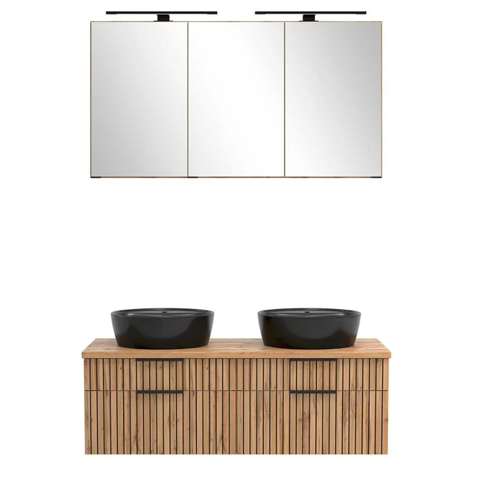 Design Doppel-Waschtisch & Spiegelschrank - Crystoga (zweiteilig)