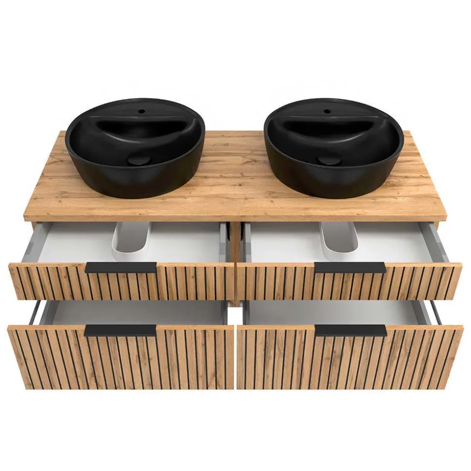 Design Doppel-Waschtisch & Spiegelschrank - Crystoga (zweiteilig)