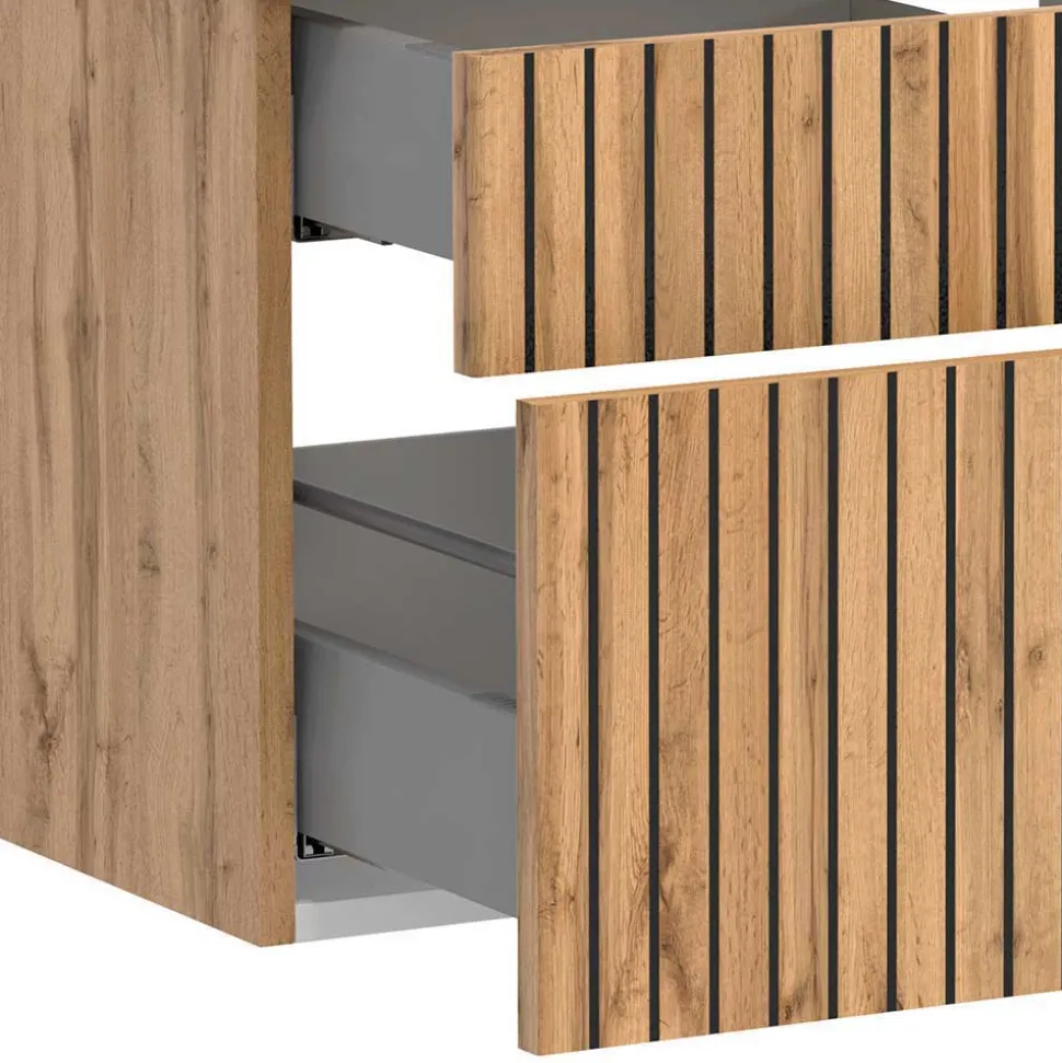 Design Doppel-Waschtisch & Spiegelschrank - Crystoga (zweiteilig)