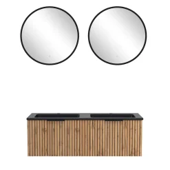 Design Doppelwaschtisch mit Lichtspiegeln - Crystoga (dreiteilig)