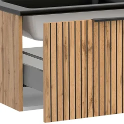 Design Doppelwaschtisch mit Lichtspiegeln - Crystoga (dreiteilig)