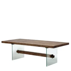 Design Eiche Esstisch mit Glas Gestell - Ventida