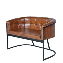 Design Esstischsofa in Cognac Braun Leder - Citrosca