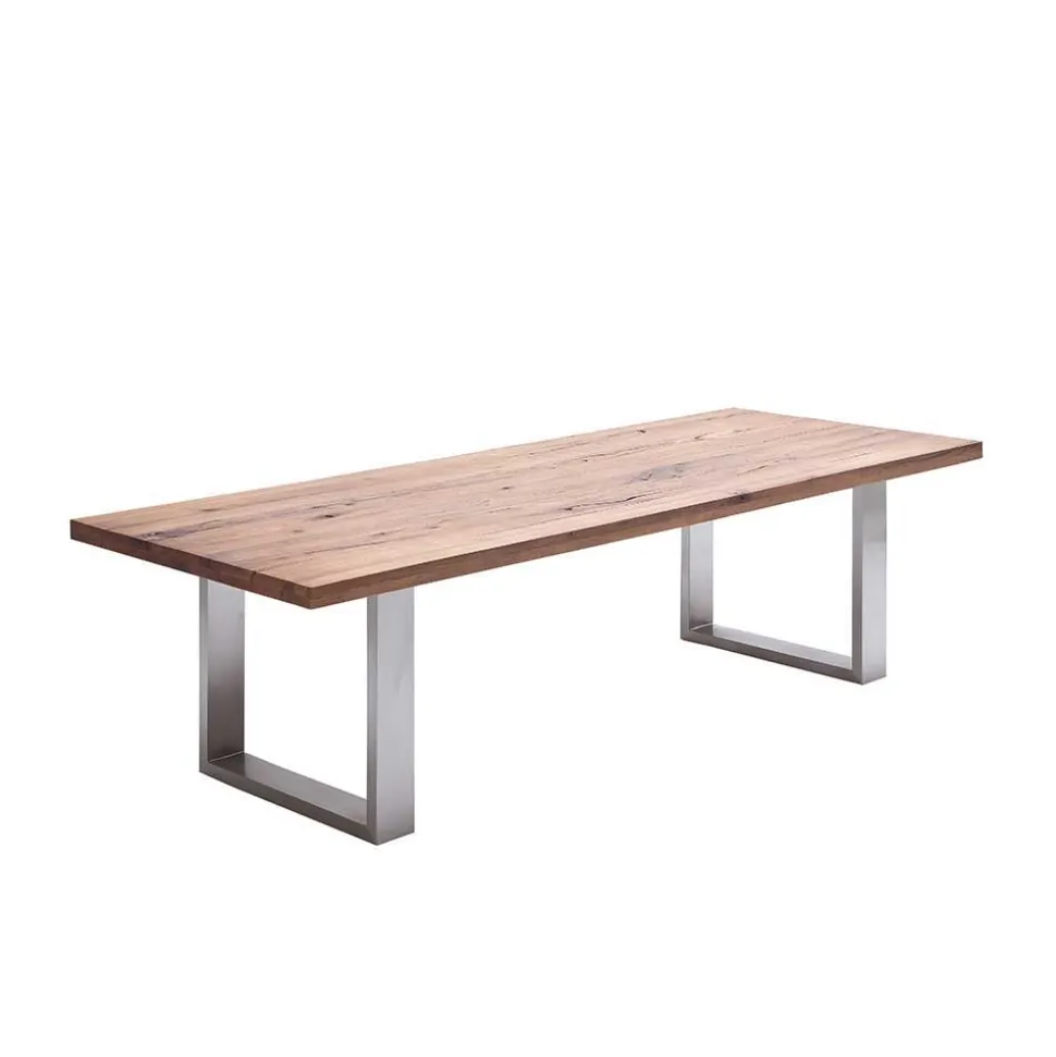 Design Esszimmertisch mit Holz Eiche dunkel Venditora & Edelstahl