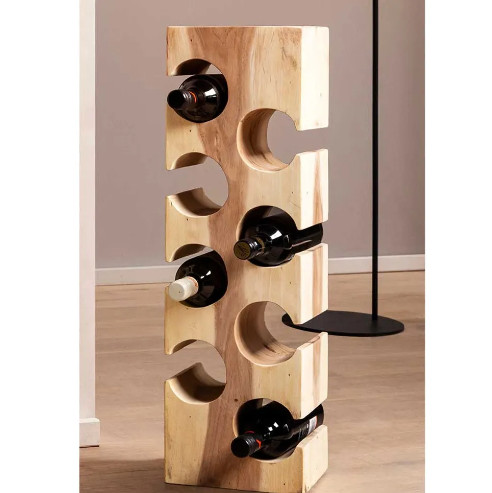 Design Flaschenregal aus Mangobaum Massivholz - Yucata