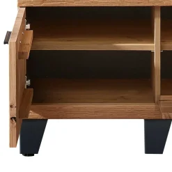 Design Flurbank aus Wildeiche in Natur & Grau - Elprisca