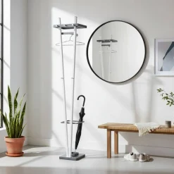 Design Garderobenständer mit Schirmhalter Tiber in Weiß