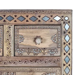 Design Highboard aus Mangoholz reich verziert - Magie