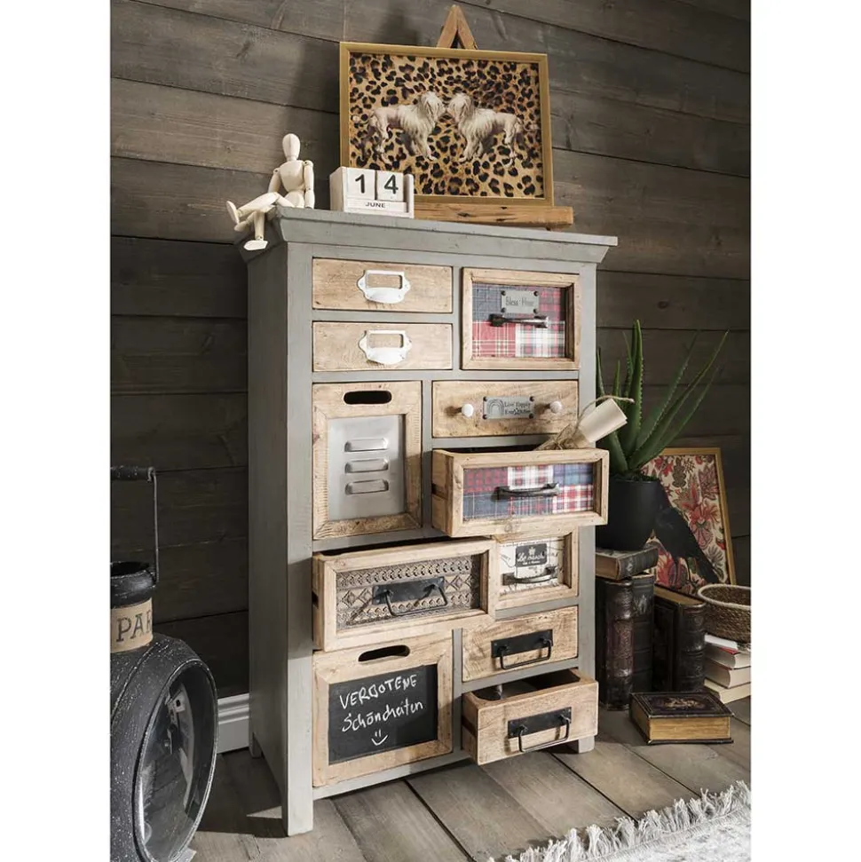 Design Highboard aus Recyclingholz mehrfarbig - Andrass