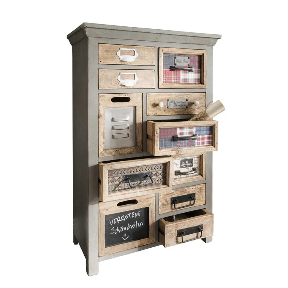 Design Highboard aus Recyclingholz mehrfarbig - Andrass