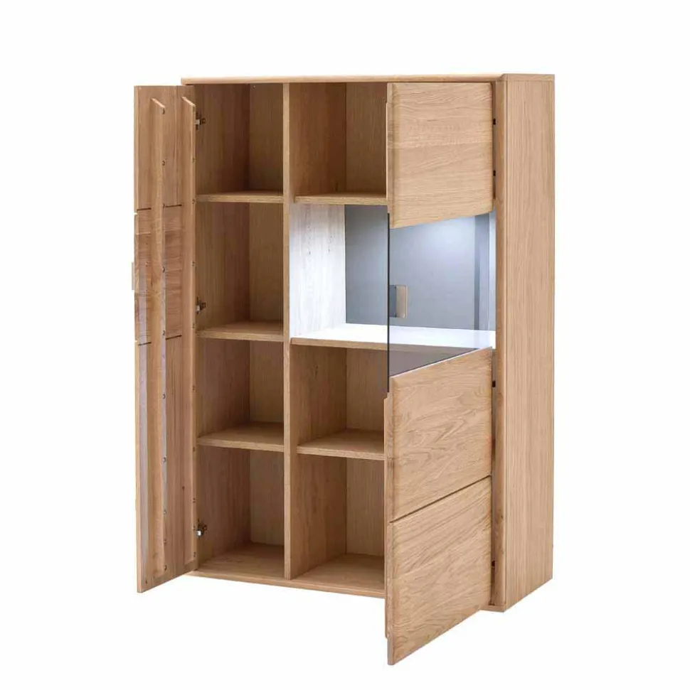 Design Highboard Vernella aus Eiche Bianco