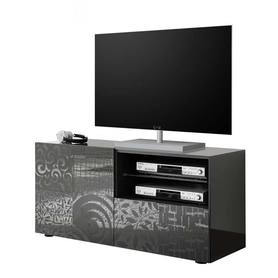 Design Hochglanz TV Element in Anthrazit - Ipatal