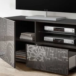 Design Hochglanz TV Element in Anthrazit - Ipatal