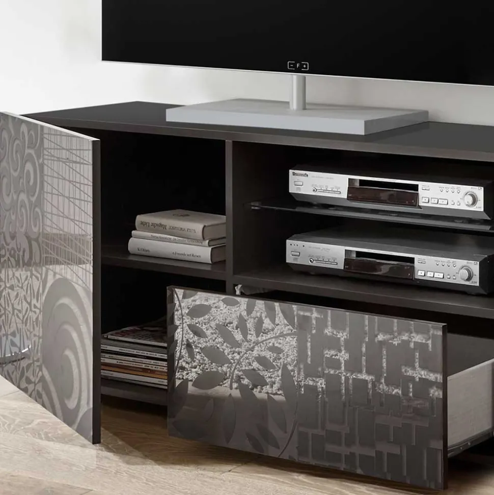 Design Hochglanz TV Element in Anthrazit - Ipatal