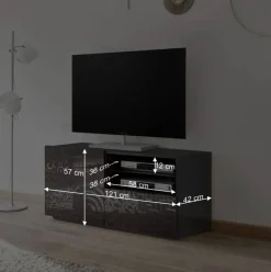 Design Hochglanz TV Element in Anthrazit - Ipatal