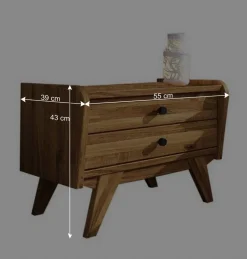 Design Holzbett aus Wildeiche - Hardus (dreiteilig)