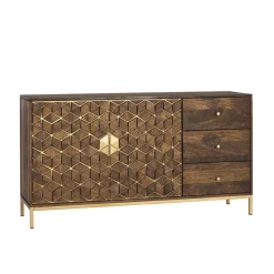 Design Kombi-Kommode in Walnuss Braun und Gold - Feregato