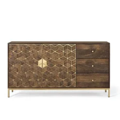 Design Kombi-Kommode in Walnuss Braun und Gold - Feregato