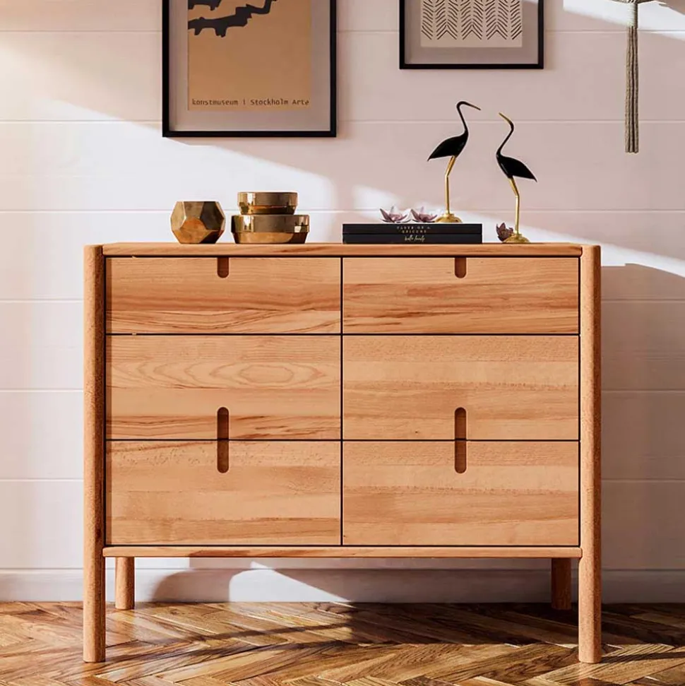 Design Kommode aus Wildbuche Massivholz - Indrya