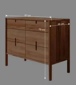 Design Kommode aus Wildbuche Massivholz - Indrya