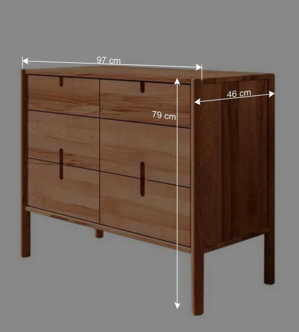 Design Kommode aus Wildbuche Massivholz - Indrya