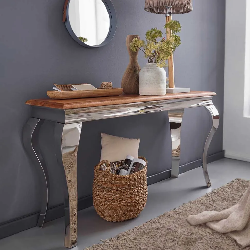 Design Konsolentisch mit glänzendem Metallgestell - Jaglyn