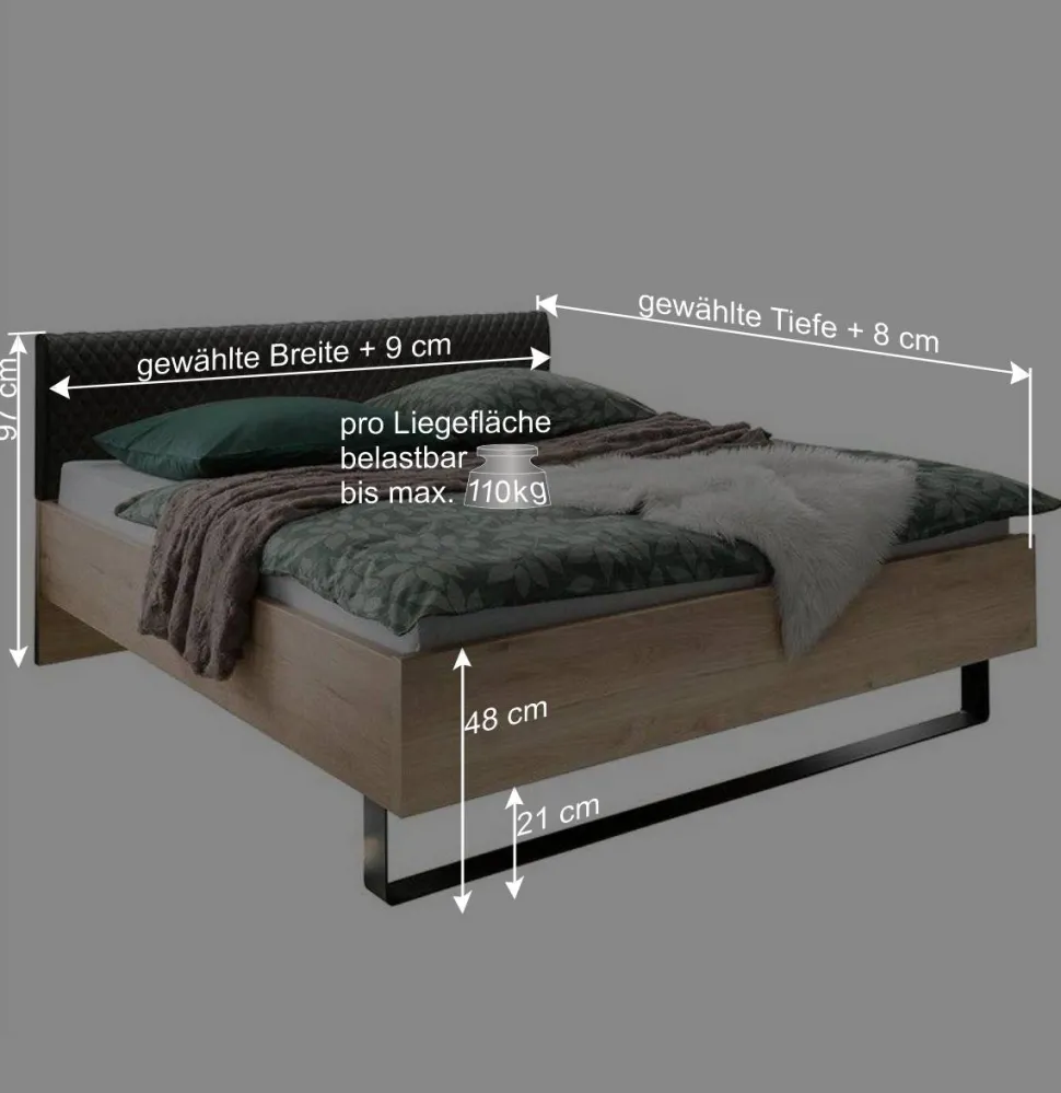 Design Loft Bett mit Nachttischen - Licruva (dreiteilig)