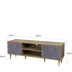 Design Lowboard für TV in Grau & Natur - Ascolano