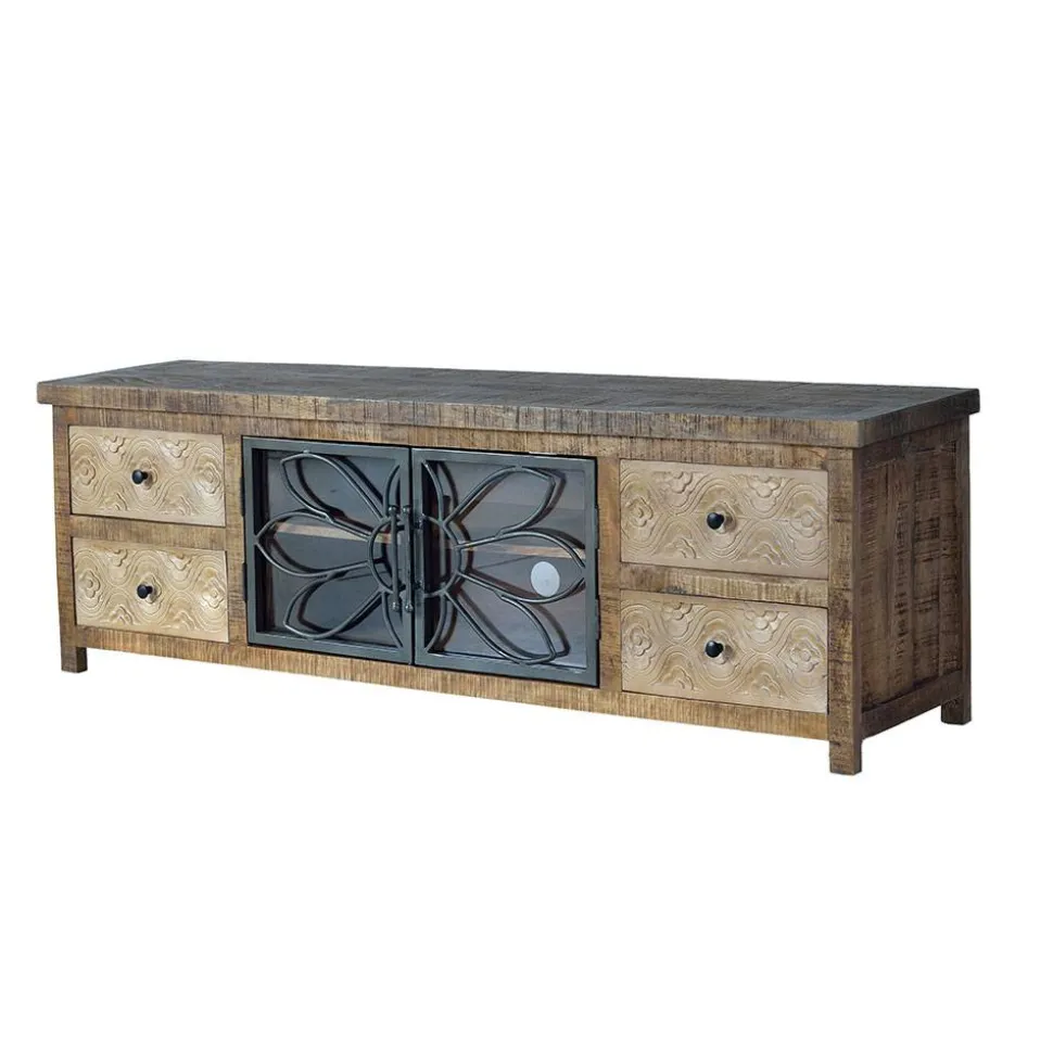 Design Lowboard mit Glas Metalltüren - Everton