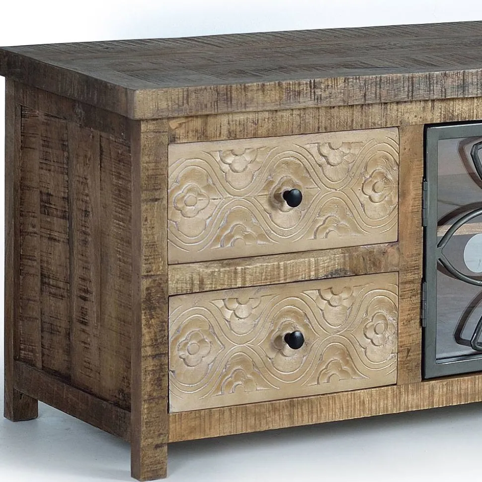 Design Lowboard mit Glas Metalltüren - Everton