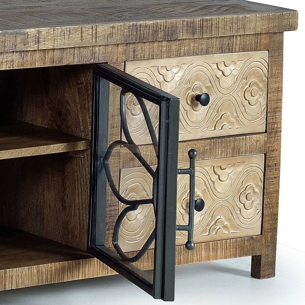 Design Lowboard mit Glas Metalltüren - Everton