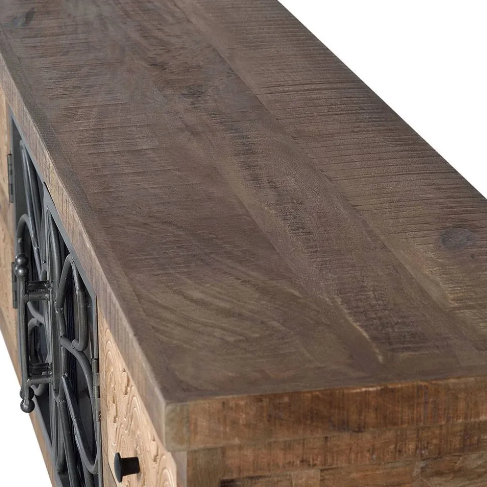 Design Lowboard mit Glas Metalltüren - Everton