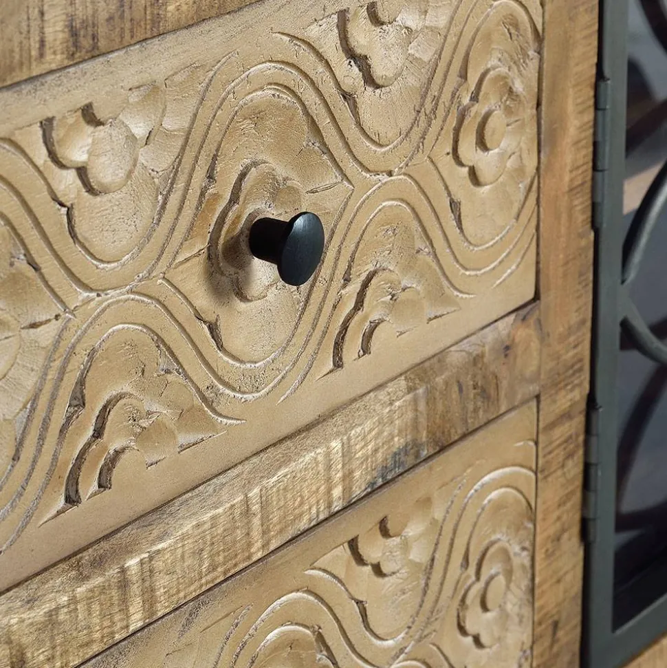 Design Lowboard mit Glas Metalltüren - Everton