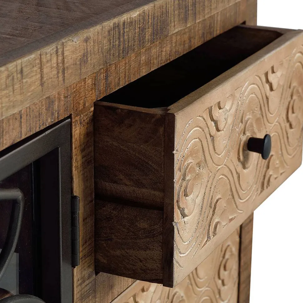 Design Lowboard mit Glas Metalltüren - Everton