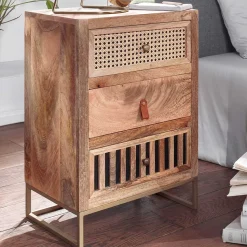 Design Nachtkommode aus Holz & Rattan - Kanados