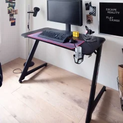 Design PC Computertisch in Schwarz - Aribert